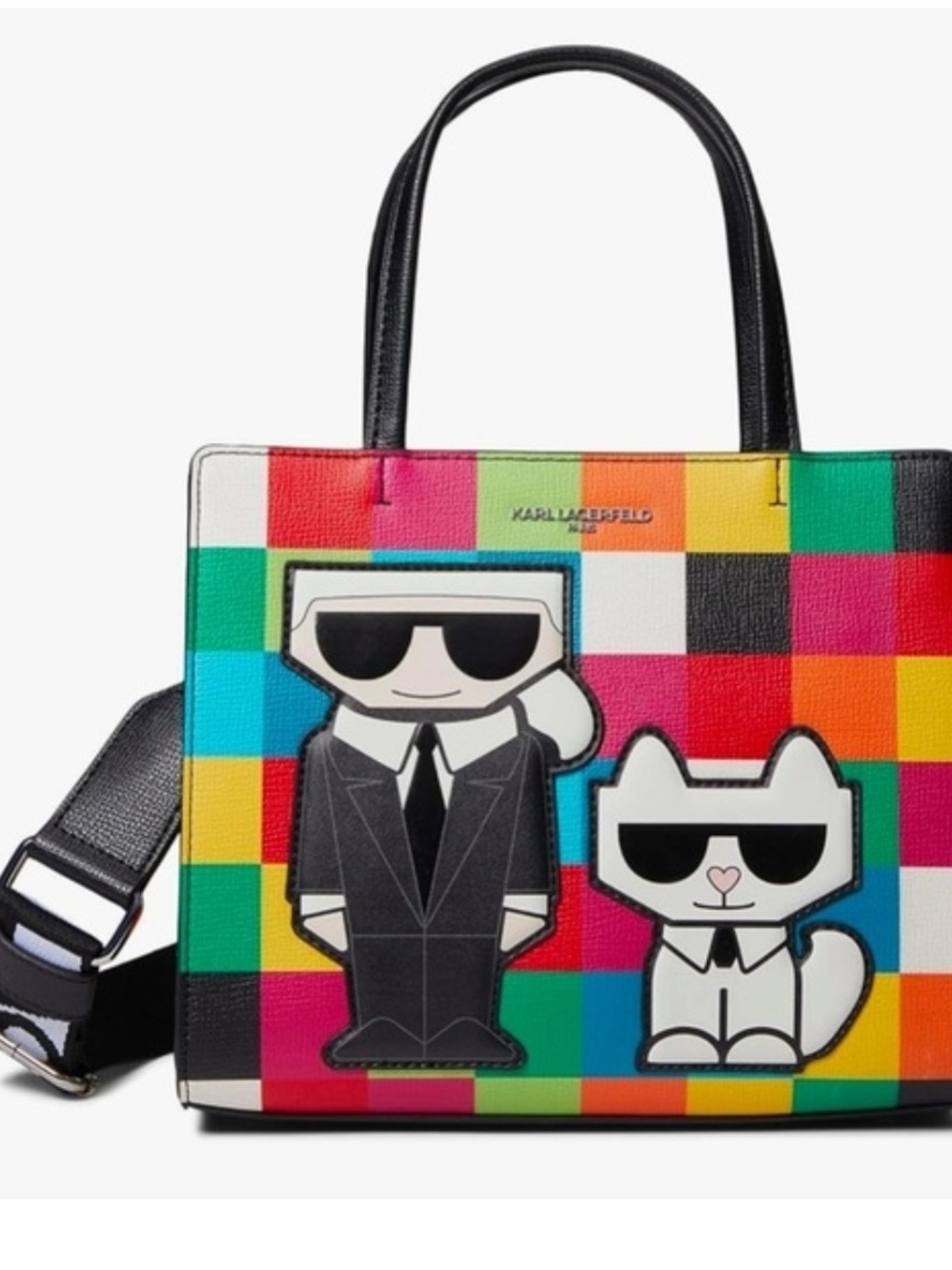 Karl Lagerfeld Multicolor Patchwork Tote with Character Appliqués